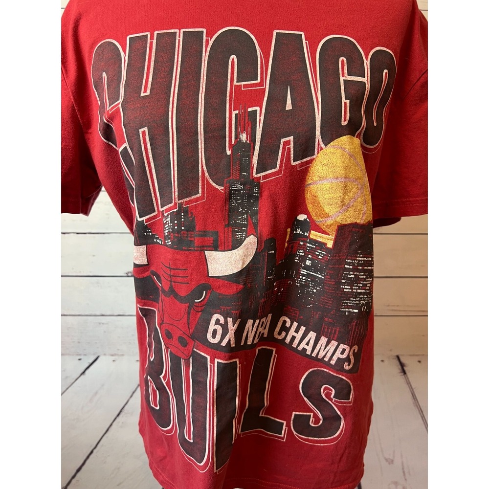 Hollister NBA‎ Chicago Bulls T-Shirt Mens Medium 6X NBA Champs Graphic Tee Shirt